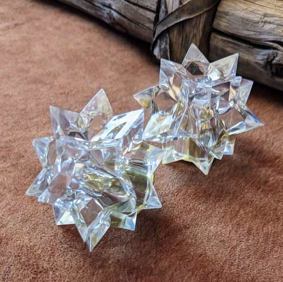 Vintage Starlite Acrylic Iridescent Star Candle Holders in Original Box - Picture 10 of 16